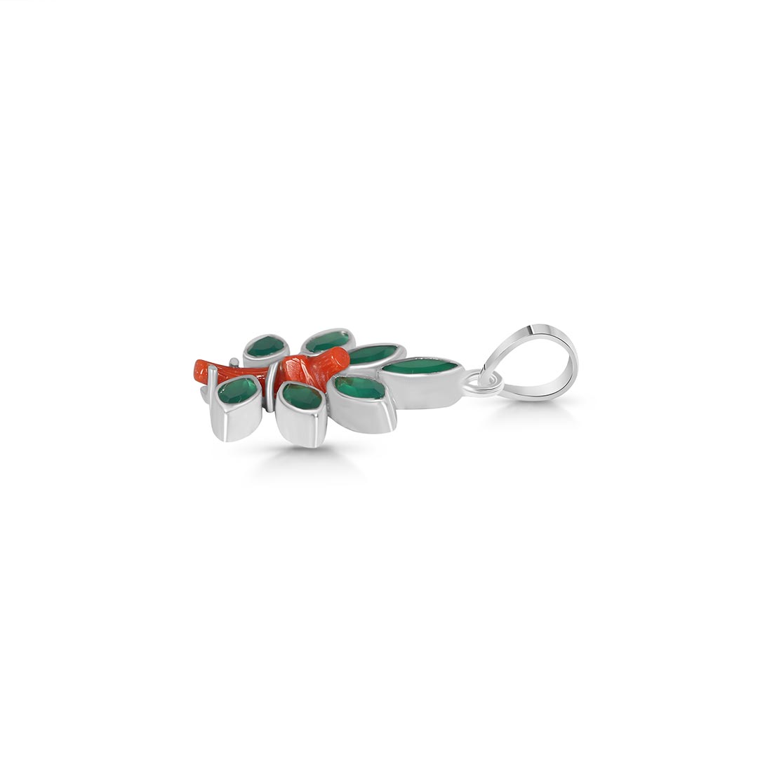 Red Coral / Green Onyx Pendant-(COR-P-59)
